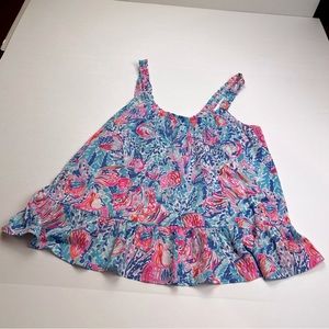 Lilly Pulitzer Womens Size XS‎ Ruffle Tank Top Scoop Neck Blouse Coastal Beach